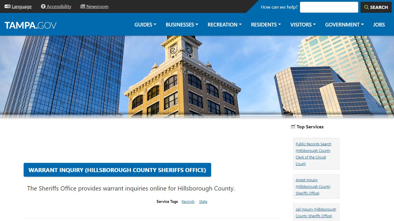 Warrant Inquiry (Hillsborough County Sheriffs Office)